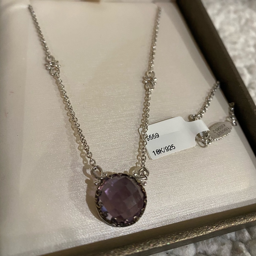 Fine Jewelry Amethyst Necklace 18K white Gold